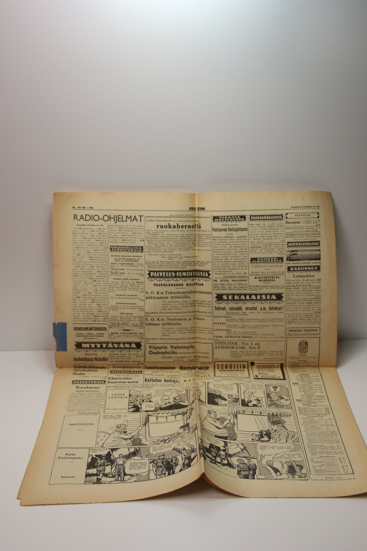 Uusi Suomi lehti vuodelta 1939