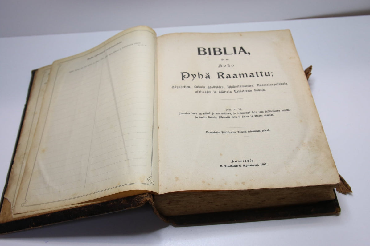 Biblia vuodelta 1903/ Raamattu - Asadon AarteetKirjat